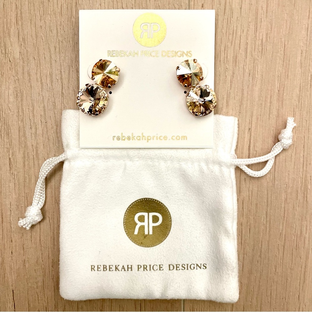 NWT REBEKAH PRICE Gold and Silver Crystal Earrings - Picture 1 of 3